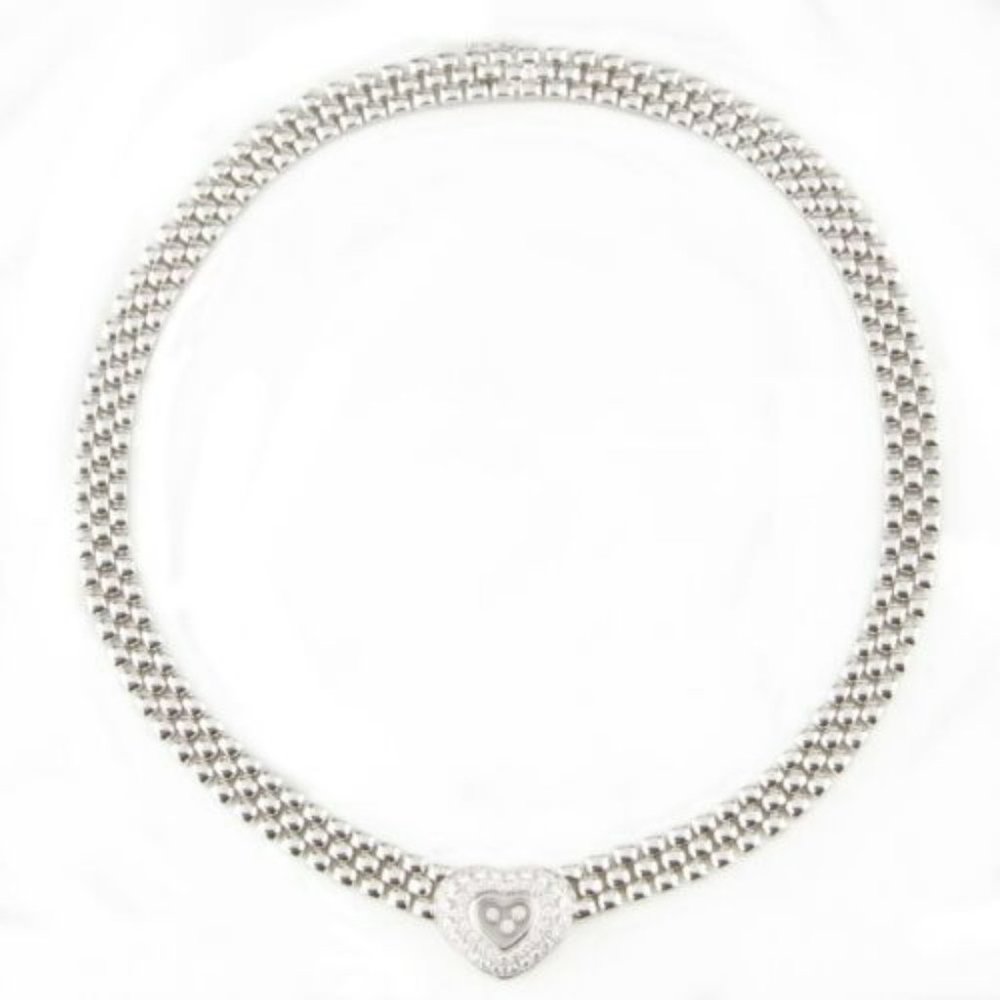 Chopard Happy Diamond 18K White Gold Heart Necklace Original Box Included